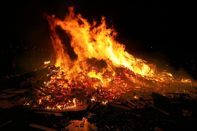 Bonfire and Fireworks on New Year's Eve