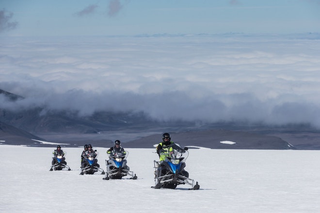 Snowmobile into the glacier Jaki