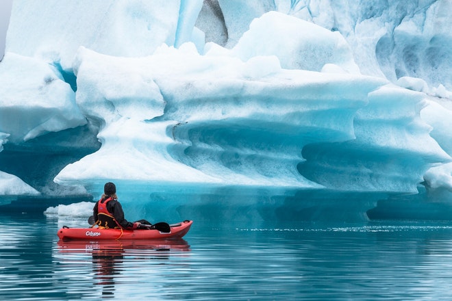 Kayaking Adventure on Jokulsarlon | Paddling through Blue Ice