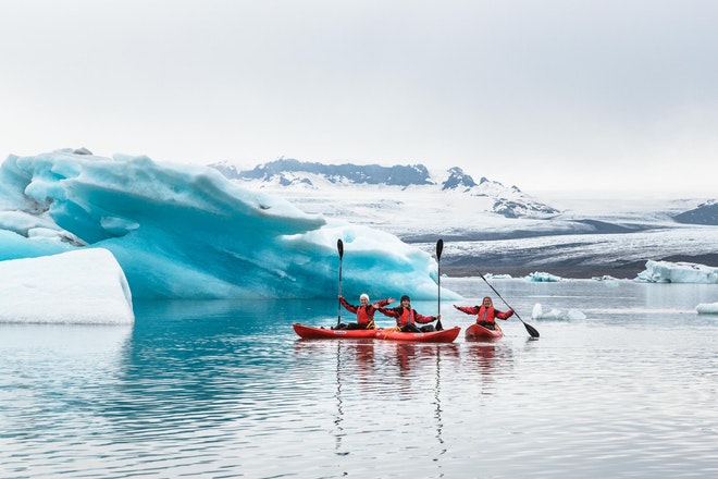 Kayaking Adventure on Jokulsarlon | Paddling through Blue Ice