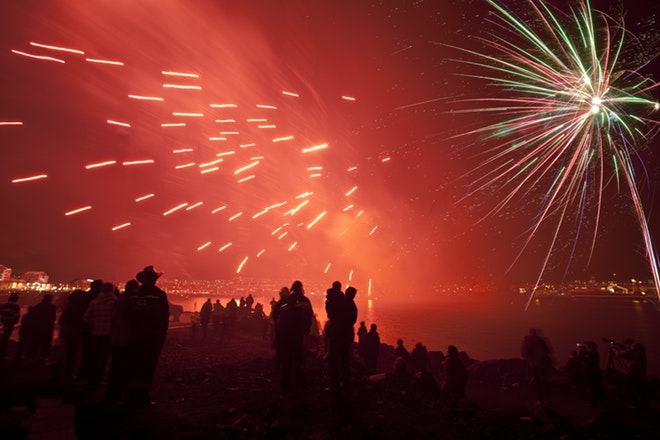 Bonfire and Fireworks on New Year's Eve