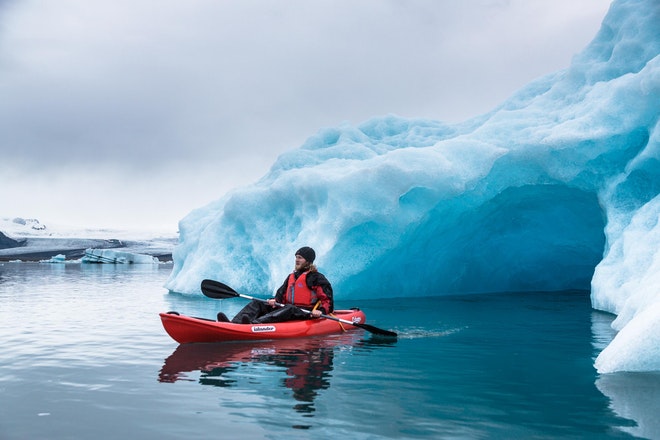 Kayaking Adventure on Jokulsarlon | Paddling through Blue Ice