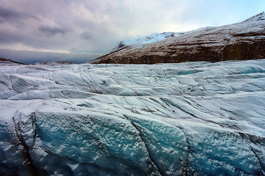 Snowmobiling on Myrdalsjokull Glacier, meeting point Myrdalsjokull Glacier